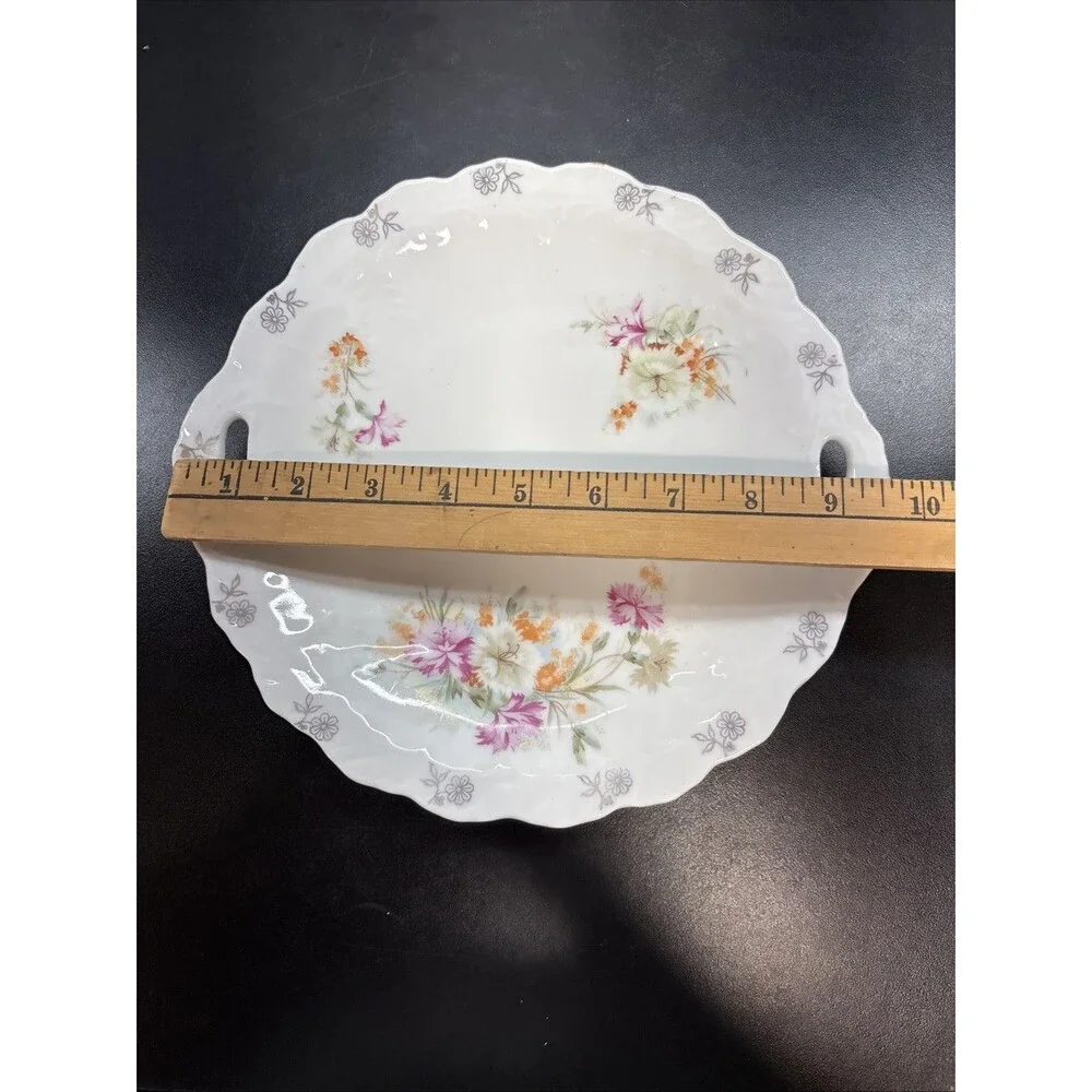 Antique Old Paris Style Porcelain Platter With Hand Painted  Flowers